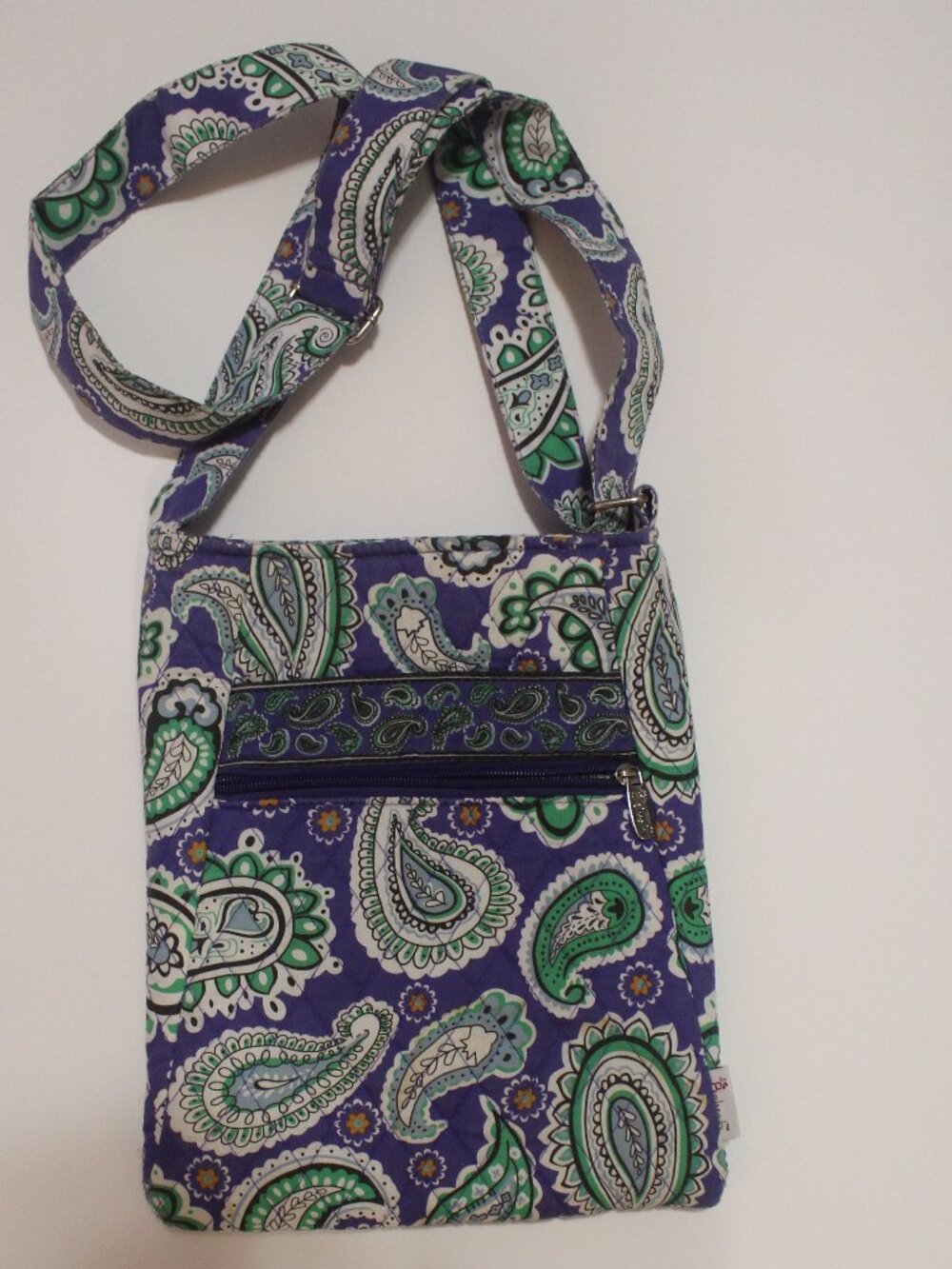 Belvah Purple & Green Paisley Quilted Crossbody Bag